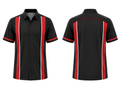 Custom Bowling Alley Staff Shirt – Black Red Sublimated Button-Up Uniform