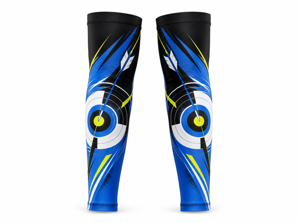 B2B Archery Arm Sleeves Blue Black Sublimated Team Shooting Accessories front design preview