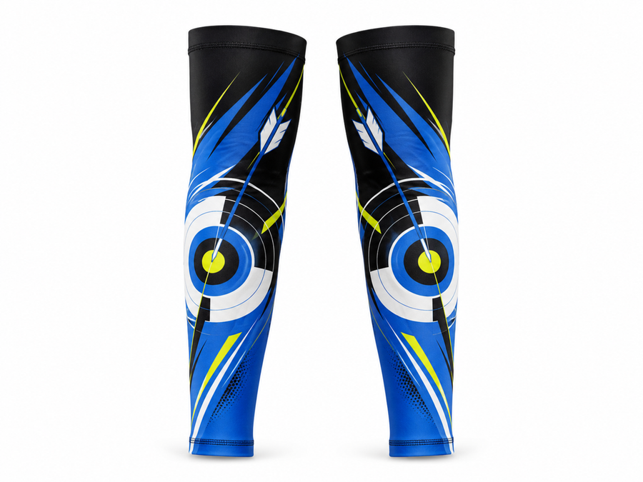 Custom Archery Arm Sleeves – Blue Black Sublimated Team Shooting Accessories design preview