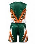 Custom green,orange and white Flag Football Uniform Wholesale Sleeveless Jersey & Shorts, Low MOQ, Bulk Team Set