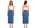 Custom Women’s Button-Front Denim Midi Skirt for Private Labels