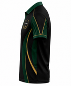 Custom Esports Tournament Staff Polo Shirt | Wholesale Gaming Event Staff Shirt | Black Green Gold | Apparels Bridge