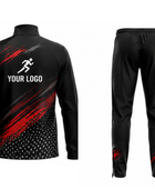 Track and Field Warm-Up Tracksuit Set – Black, Red and White Wholesale Athletics Teamwear