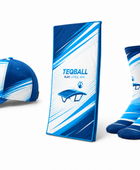 Custom Teqball Accessories Kit – White Blue Cap Towel Socks for Wholesale Buyers