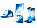 Custom Teqball Accessories Kit – White Blue Cap Towel Socks for Wholesale Buyers