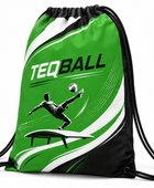 Custom Teqball Drawstring Bag – Green Black Sports Backpack for Wholesale Teamwear Buyers