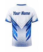 White & Blue Pickleball Jersey – Team Performance Sportswear, Wholesale Bulk, Low MOQ