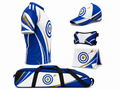 Custom Archery Team Kit – White Blue Gold Jersey, Cap, Arm Guard, Towel & Bag