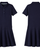 School Adaptive Short Sleeve Polo Dress Navy Blue | B2B Low MOQ Wholesale