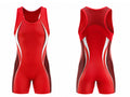 Red & White Powerlifting Uniform – Women Weightlifting Singlet – Wholesale Low MOQ, Custom Team Name
