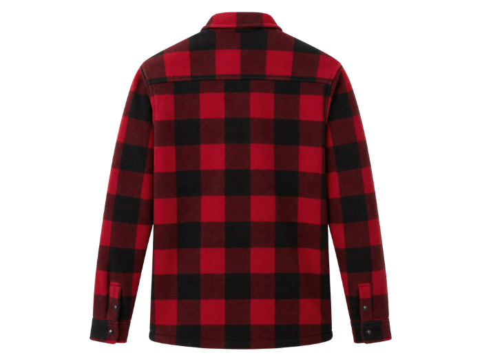 Sherpa Lined Work Shacket B2B Low MOQ Warm Zip Front Layer Red & Black Workwear