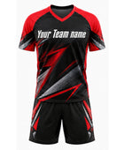 Red & Black Padel Uniform – Team Performance Jersey & Shorts, Wholesale Bulk, Low MOQ