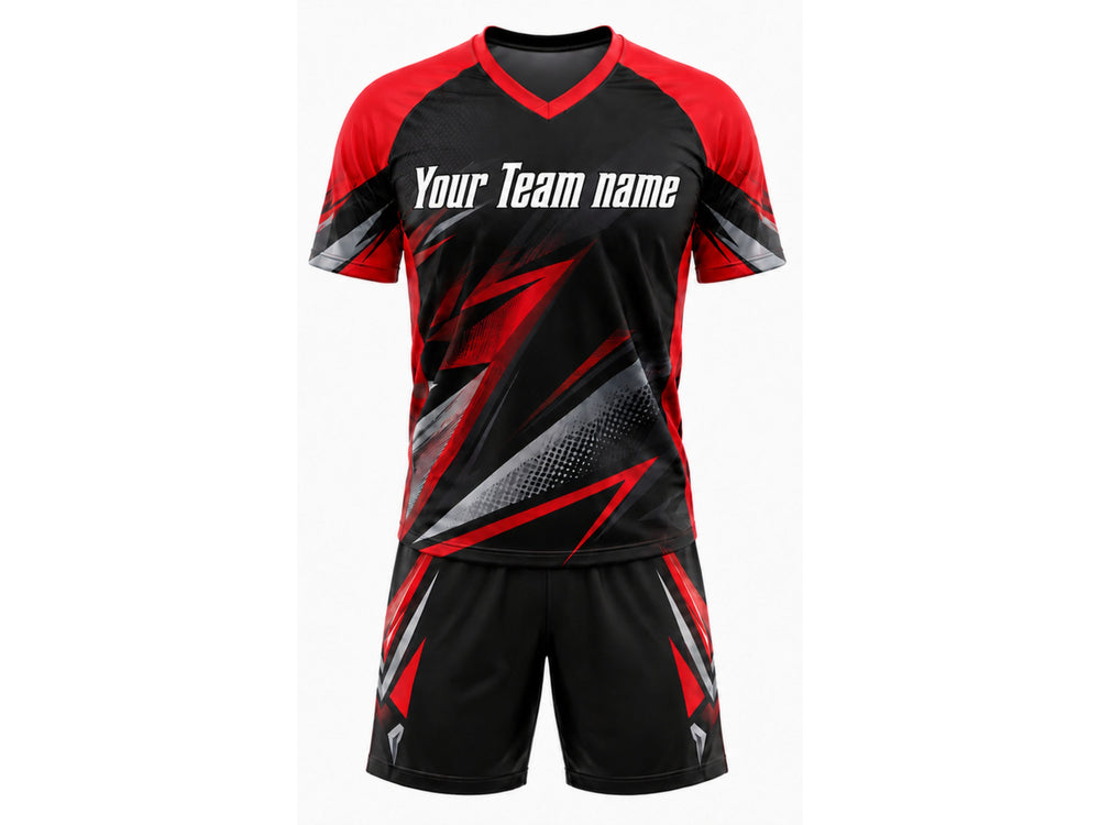 Padel Uniform Team Performance Jersey & Shorts Red & Black Wholesale Low MOQ front design preview