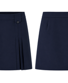 School Above-The-Knee Front Pleated Skirt with Tabs Navy Blue | B2B Low MOQ Wholesale