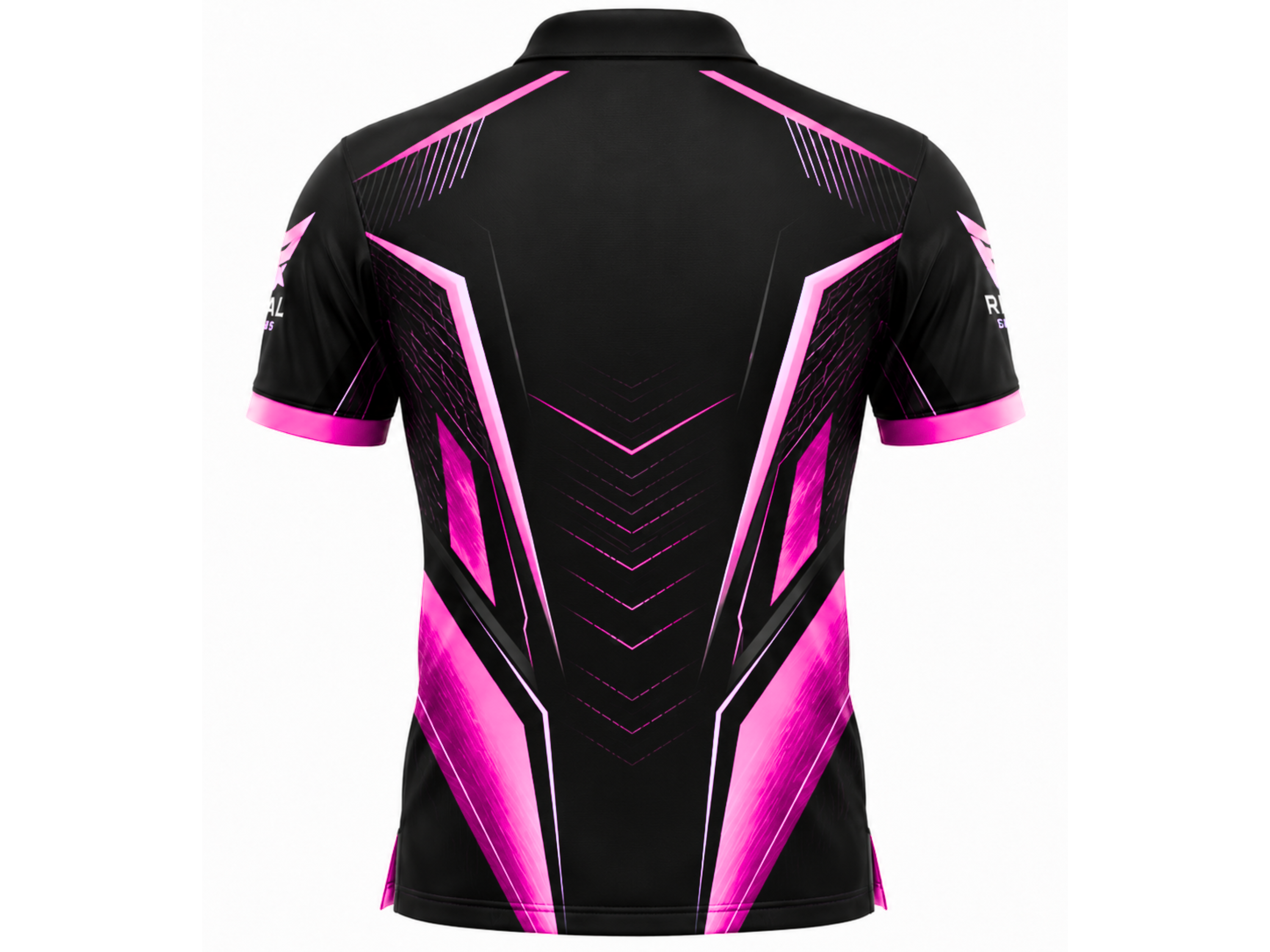 Custom Esports Polo Shirt | Wholesale Gaming Team Polo | Black Pink Magenta | Apparels Bridge