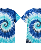 Tie Dye T Shirt Blue Aqua and White Spiral Design | B2B Low MOQ