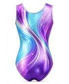 Purple & Aqua Gymnastics Leotard – Wholesale Bulk Team Kit, Low MOQ, B2B Performance Apparel