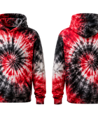 Tie Dye Pullover Hoodie Red Black and White Spiral Design | B2B Low MOQ