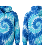 Tie Dye Half Zip Hoodie Blue Aqua and White Spiral Design | B2B Low MOQ