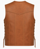 B2B Men’s Brown Side-Lace Leather Vest Low MOQ Hunting Manufacturer