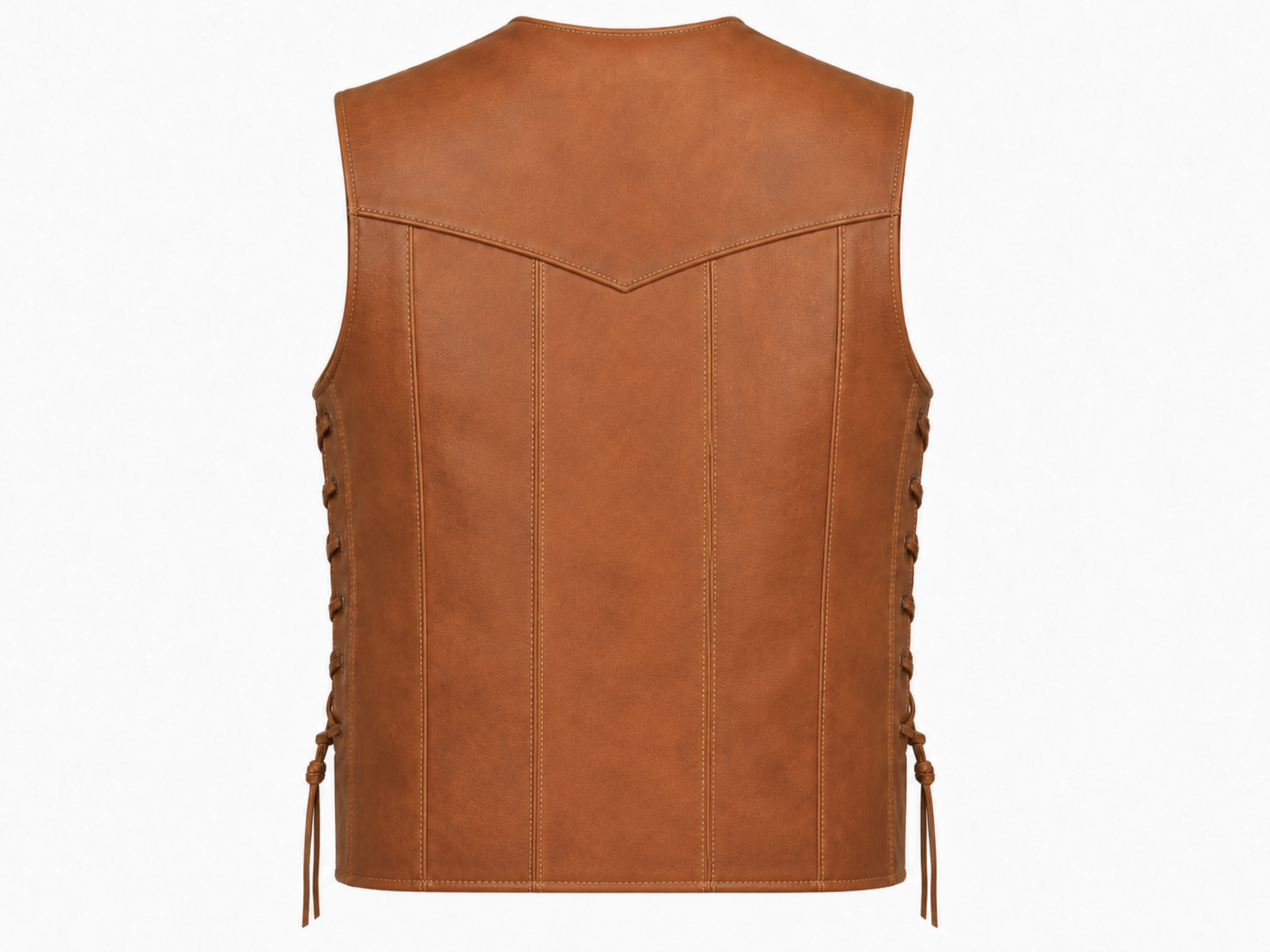 B2B Men’s Brown Side-Lace Leather Vest Low MOQ Hunting Manufacturer