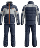 Custom Two-Piece Ski Suit Navy Grey Contrast B2B Winter Manufacturer