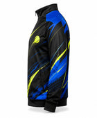 Custom Black Tennis Warm-Up Jacket – Blue Lime Team Jacket for Wholesale