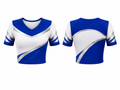Custom Cheerleading Jersey Blue & White Short Sleeve Top, Wholesale Bulk, Low MOQ