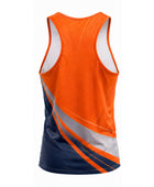 Custom Track & Field Running Singlet | Wholesale Athletics Vest | Orange Navy Silver | Apparels Bridge