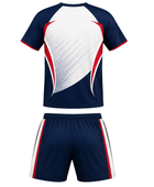 Navy, White & Red Teqball Uniform – Bulk Team Jersey & Shorts, Low MOQ, Wholesale Performance Set