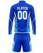 Custom Royal Blue Soccer Training Kit | Wholesale Long Sleeve Teamwear for Bulk Orders