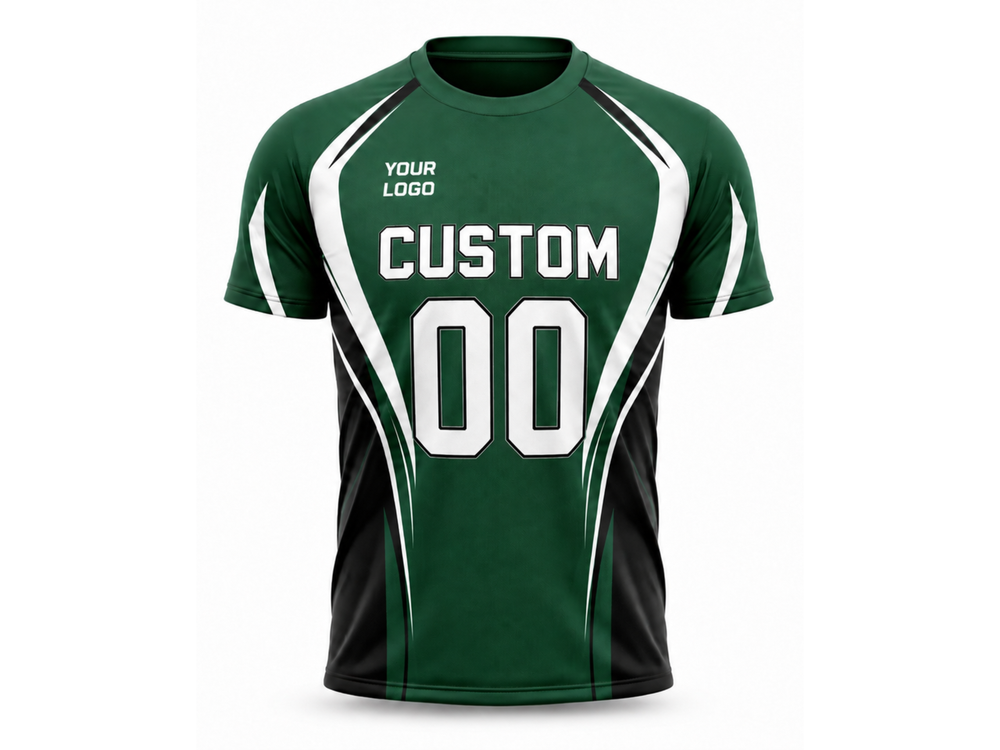 Custom Green Rugby Fanwear Shirt | Wholesale Club Supporter Shirt for Bulk Orders front design preview