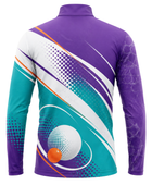 Custom Table Tennis Quarter Zip Top – Purple Teal Ping Pong Teamwear for Wholesale Buyers
