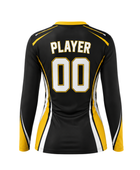Custom Black Yellow Volleyball Libero Jersey – Sublimated Long Sleeve Team Uniform