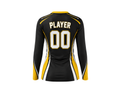 Custom Black Yellow Volleyball Libero Jersey – Sublimated Long Sleeve Team Uniform