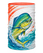 Custom Fishing Neck Gaiter | Wholesale Fishing Face Mask Gaiter | Orange Teal White | Apparels Bridge