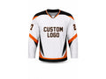 Custom Home Away Ice Hockey Jersey – White Orange Black Sublimated Hockey Team Jersey Wholesale