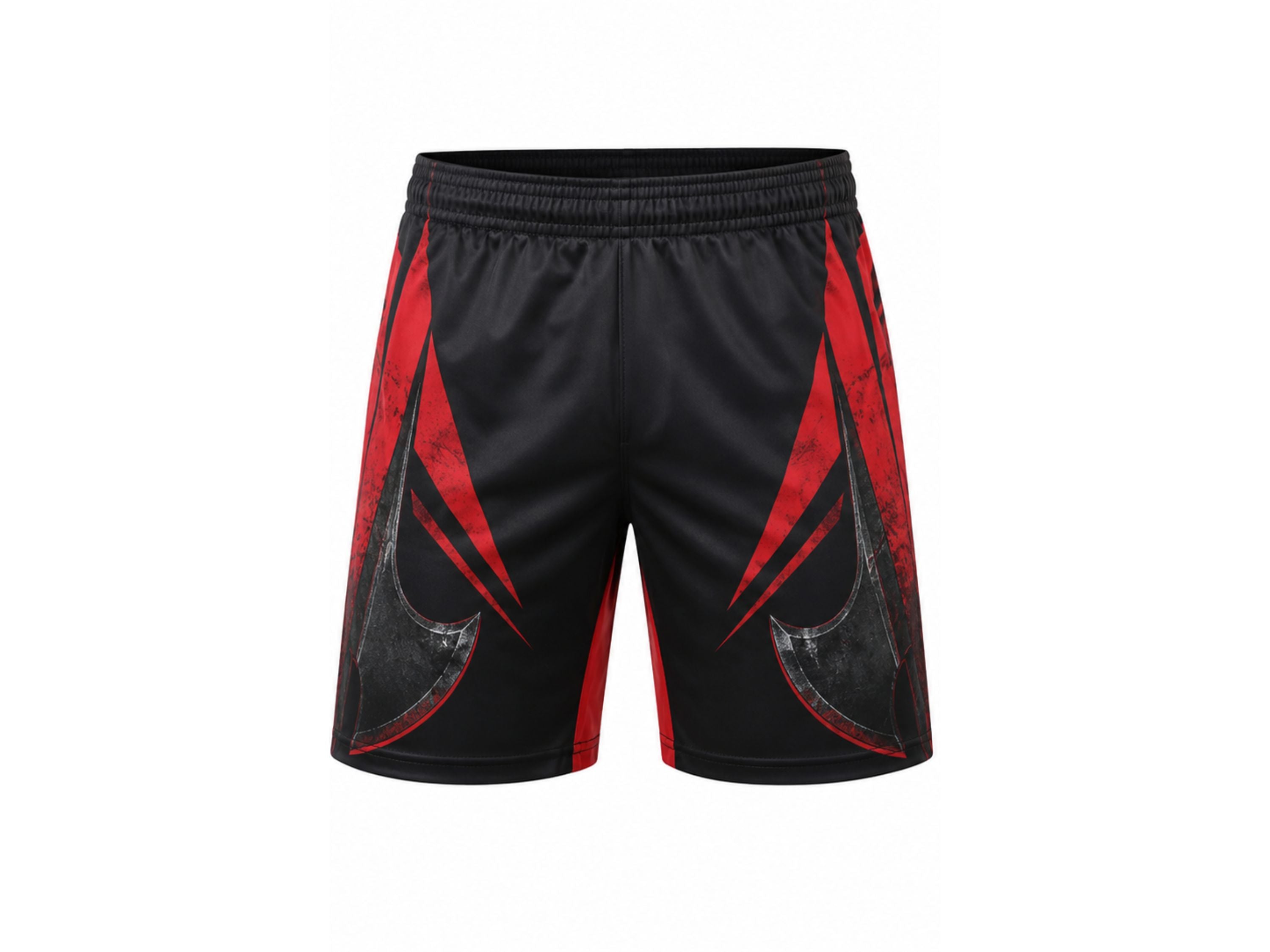 Black & Red Axe Throwing Shorts – Bulk Team Shorts, Low MOQ, Wholesale Performance Sportswear