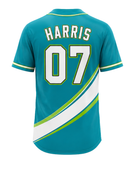 Custom White Teal Baseball Jersey | Wholesale Button Front Team Jersey for Bulk Orders