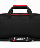 Custom Black Red Rugby Duffel Bag | Wholesale Team Travel Bag for Bulk Orders