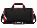 Custom Black Red Rugby Duffel Bag | Wholesale Team Travel Bag for Bulk Orders