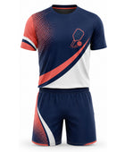 Custom Pickleball Jersey and Shorts Set | Wholesale Pickleball Team Uniform | Navy White Coral | Apparels Bridge