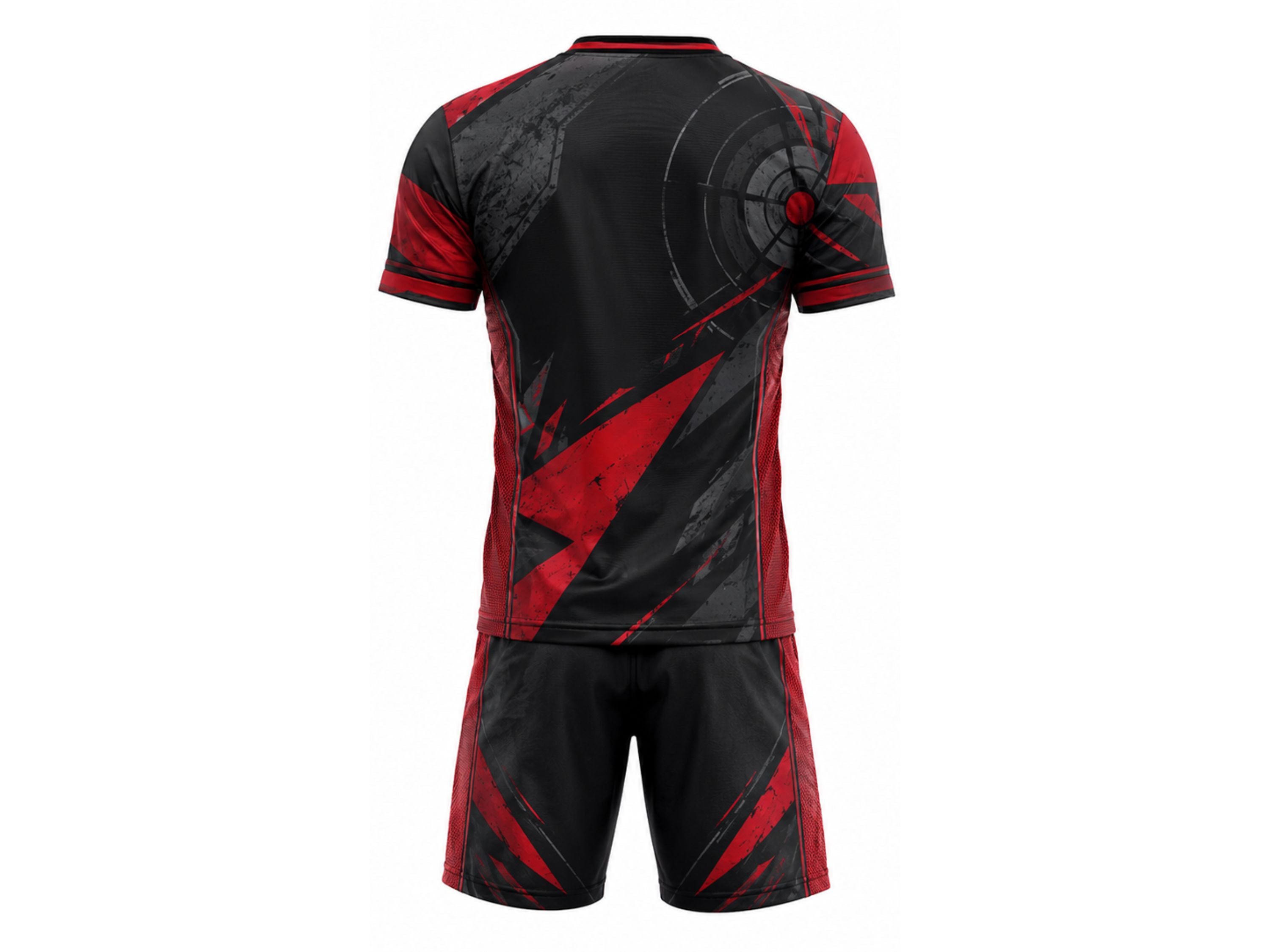 Black & Red Axe Throwing Uniform – Bulk Team Jersey & Shorts, Low MOQ, Wholesale Performance Set