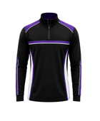 Custom Bowling Alley Staff Quarter-Zip – Black Purple Sublimated Uniform Top