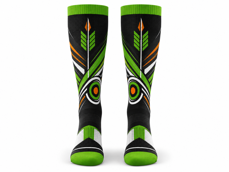 Custom Archery Arm Sleeves – Green Black Sublimated Team Shooting Accessories design preview