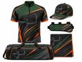 Custom Archery Team Kit – Green Black Orange Jersey, Cap, Arm Guard, Towel & Bag
