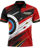 Custom Archery Polo Shirt – Red Black White Sublimated Teamwear for Clubs and Wholesale Buyers