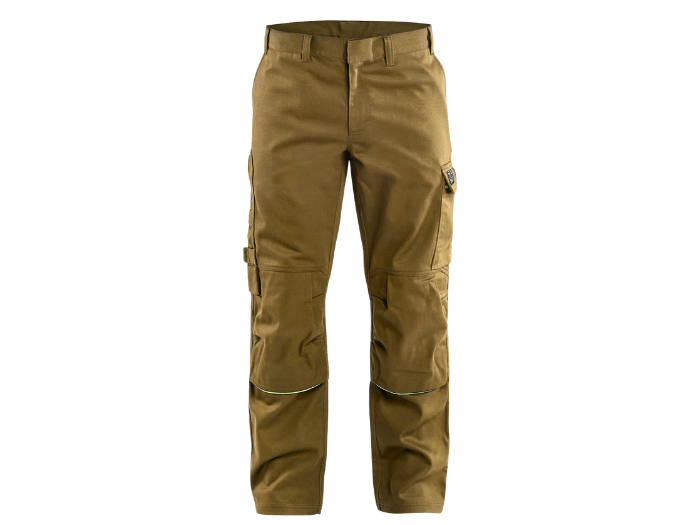 Welding Work Trousers for B2B Bulk Supply – Low MOQ Reflective Knee Pad Utility Trousers in Tan Brown front design preview