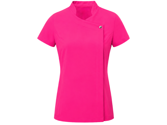 Ladies Blossom Short Sleeve Tunic Hot Pink | B2B Low MOQ Custom Workwear Manufacturer front design preview