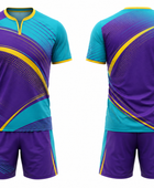 Purple & Teal Squash Uniform – Bulk Team Jersey & Shorts, Low MOQ, Wholesale Performance Set
